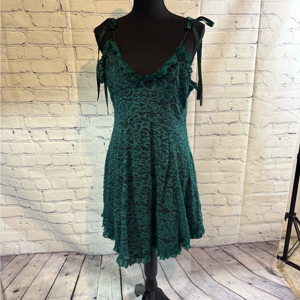 Dolls Kill Teal Lace Midi Dress